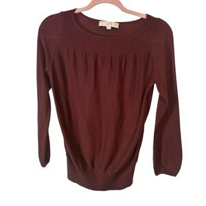 LOFT Ribbed Sweater in Wine Red Size Small Petite